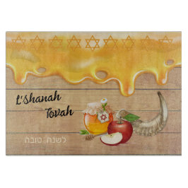 Rosh Hashanah Happy New Year Honey Apples Challah Schneidebrett