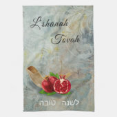 Rosh Hashanah Happy New Year Pomegranates Shofar Geschirrtuch (Vertikal)