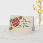 Rosh Hashanah Honey Apple Beautiful Blurry Karte (Gelbe Blume)