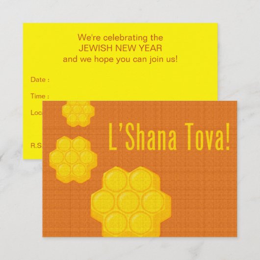Rosh Hashanah Honeycombs Einladung (Vorne/Hinten)