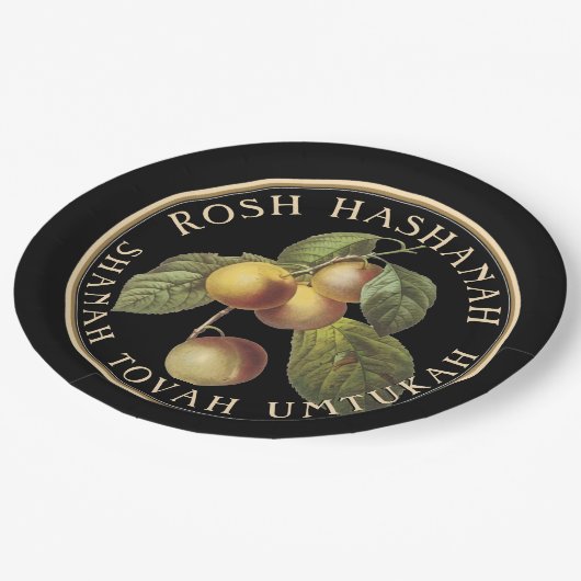 Rosh Hashanah jüdisch Neues Jahr Shanah Tovah Pappteller (Schrägansicht)