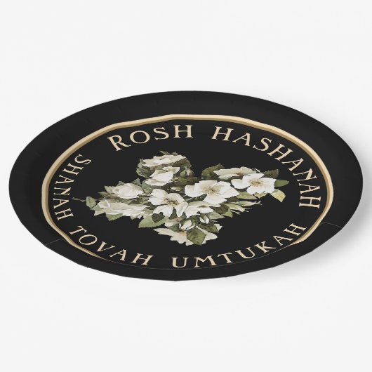 Rosh Hashanah jüdisch Neues Jahr Shanah Tovah Pappteller (Schrägansicht)