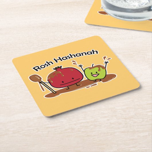 Rosh Hashanah jüdisches neues des Rechteckiger Pappuntersetzer (angewinkelt)