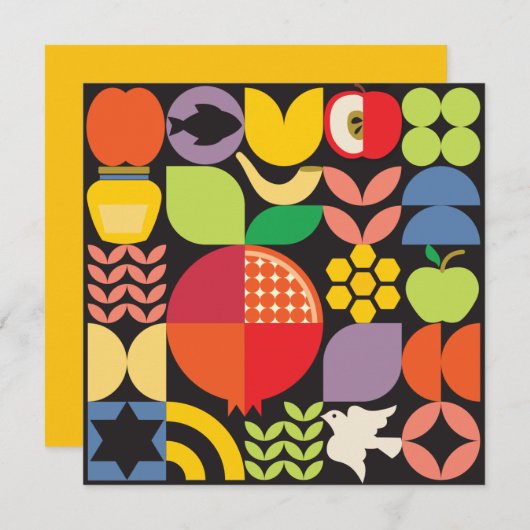 Rosh Hashanah jüdisches neues Jahr Granatapfel Hon Karte (Vorne/Hinten)