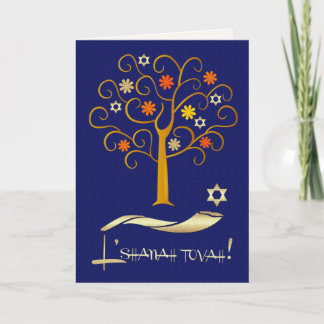 Rosh Hashanah | Jüdisches Neujahr Navy Blue Gold Feiertagskarte