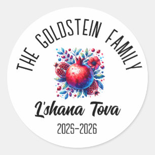 Rosh Hashanah Jüdisches Neujahr Personalisierter N Runder Aufkleber