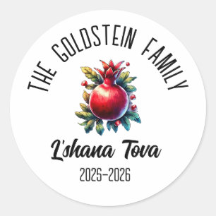 Rosh Hashanah Jüdisches Neujahr Personalisierter N Runder Aufkleber