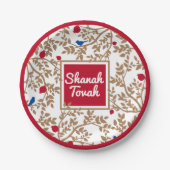 Rosh Hashanah Juwish New Year Bird & Pomegranates Pappteller (Vorderseite)
