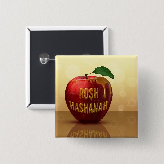 Rosh Hashanah Juwish New Year Honey Apple Button (Vorne & Hinten)