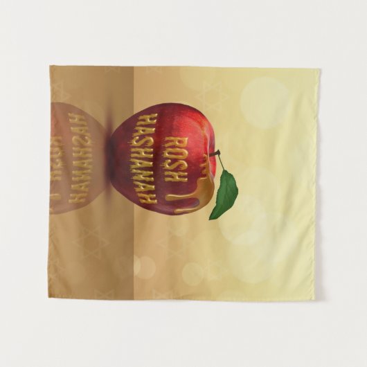 Rosh Hashanah Juwish New Year Honey Apple Wandteppich (Vorderseite (Horizontal))