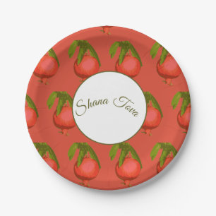 Rosh Hashanah Juwish New Year Sweet Pomegranate Pappteller