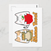 Rosh Hashanah kawaii Cats - Jüdisches neues Jahr Postkarte (Vorne/Hinten)