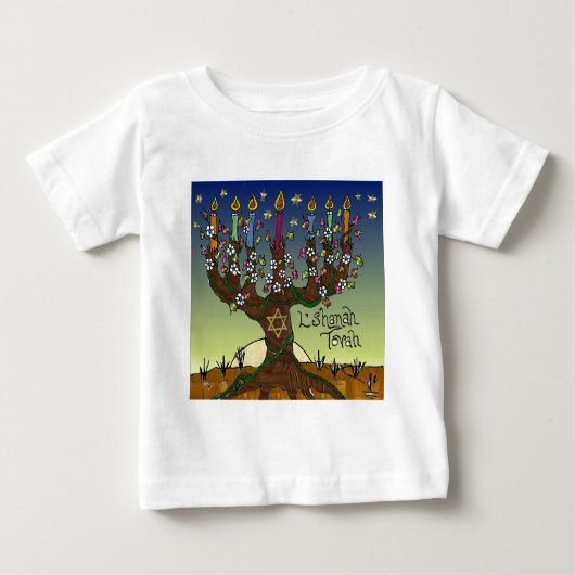 Rosh Hashanah L'Shanah Tovah Baum des Lebens Menor Baby T-shirt (Vorderseite)