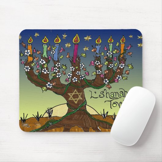 Rosh Hashanah L'Shanah Tovah Baum des Lebens Menor Mousepad (Mit Mouse)