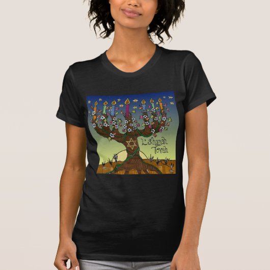 Rosh Hashanah L'Shanah Tovah Baum des Lebens Menor T-Shirt (Vorderseite)