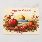 ✡️ Rosh Hashanah mit Kuppel aus Rock & Apfel Postkarte (Vorderseite)