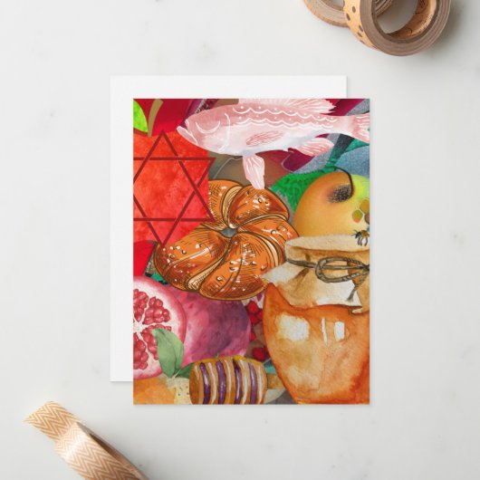 Rosh Hashanah Mitteilungskarten (Vorderseite/Rückseite Beispiel)