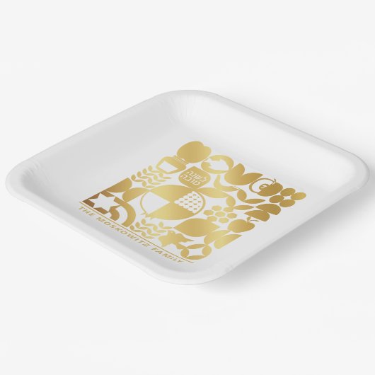 Rosh Hashanah Moderne jüdische Neujahrsplatte Pappteller (Gewinkelt)