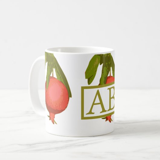 Rosh Hashanah Monogram Pomegranate Sweet Kaffeetasse (Vorderseite Links)