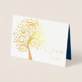 Rosh Hashanah Navy Tree Foto Real Gold Folienkarte (Vorderseite)