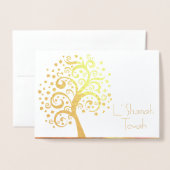 Rosh Hashanah Navy Tree Foto Real Gold Folienkarte (Vorderseite mit Umschlag)