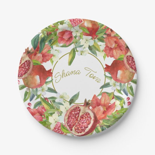 Rosh Hashanah Neues Jahr Sweet Pomegranate Fest Pappteller (Vorderseite)