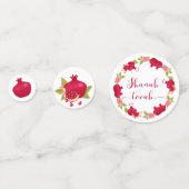 Rosh Hashanah Neujahr Granatapfel Blume Wreath C Konfetti (Vorderseiten)
