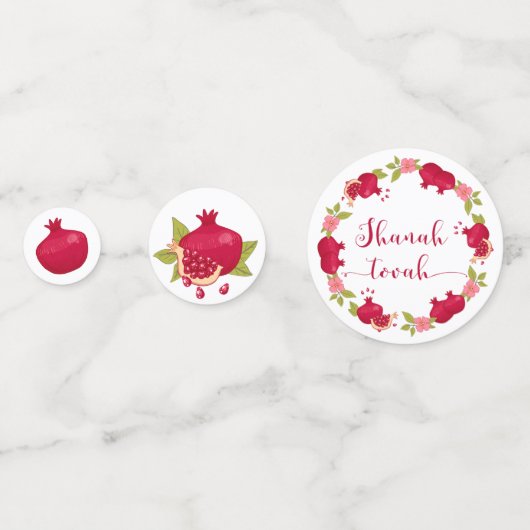 Rosh Hashanah Neujahr Granatapfel Blume Wreath C Konfetti (Vorderseiten)