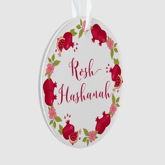 Rosh Hashanah Neujahr Granatapfel Blume Wreath Ornament (Vorderseite)