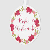 Rosh Hashanah Neujahr Granatapfel Blume Wreath Ornament (Vorderseite)