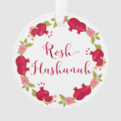 Rosh Hashanah Neujahr Granatapfel Blume Wreath Ornament (Vorderseite)