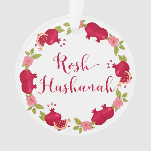 Rosh Hashanah Neujahr Granatapfel Blume Wreath Ornament (Vorderseite)