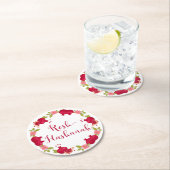 Rosh Hashanah Neujahr Granatapfel Blume Wreath Runder Pappuntersetzer (Vor Ort)