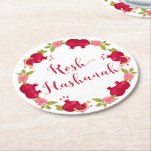 Rosh Hashanah Neujahr Granatapfel Blume Wreath Runder Pappuntersetzer (Angewinkelt)