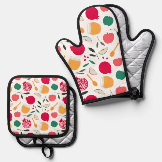 Rosh Hashanah Ofenhandschuh & Topflappen-Set (Vorderseite/Rückseite)