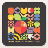 Rosh Hashanah Personalisiertes jüdisches Neujahr Rechteckiger Pappuntersetzer (Vorderseite)