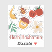 Rosh Hashanah Playful Painted Traditionelle Symbol Aufkleber (Blatt)