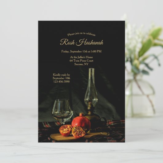 Rosh Hashanah Pomegranate Einladung (Stehend Vorderseite)