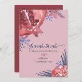 Rosh Hashanah Pomegranate Jüdische Silvesterkarte Einladung (Vorne/Hinten)