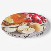 Rosh Hashanah Rustic Artwork of Apples and Honey Pappteller (Schrägansicht)