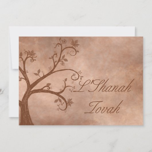 Rosh Hashanah Rustikaler Herbstbaum Einladung (Rückseite)