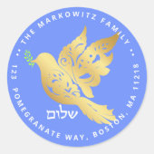 Rosh Hashanah Shalom Jüdische Neujahrsgrüße Cla Runder Aufkleber (Vorderseite)