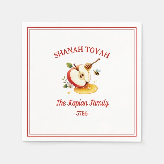 Rosh Hashanah Shanah Tovah Apple Honey Family Serviette (Vorderseite)