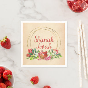 Rosh Hashanah "Shanah Tovah" mit Granatapfel Serviette