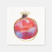 Rosh Hashanah "Shanah Tovah" w. Pomegranate White Serviette (Vorderseite)