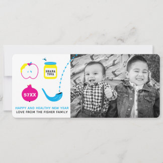 Rosh Hashanah Shofar Apple Pomegranate Foto Cards Feiertagskarte