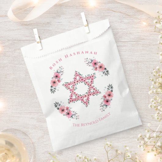 Rosh Hashanah Star von David Pink Blume White Geschenktütchen (Ausgeschnitten)