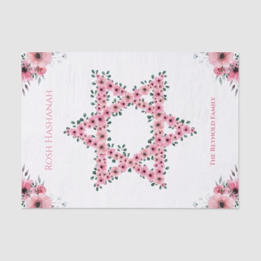 Rosh Hashanah Star von David Pink Blume White Seidenpapier (Vorderseite)