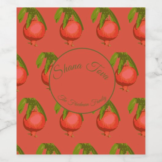 Rosh Hashanah Sweet Pomegranate Jüdisches Neujahr Weinetikett (Einzelnes Label)