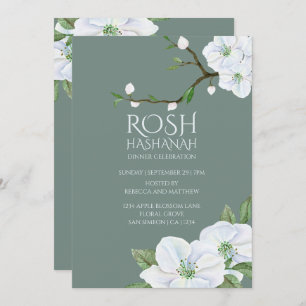 Rosh Hashanah White Apple Blossom Einladung